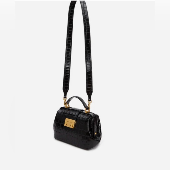 New in the Box BRANDON BLACKWOOD Black Croc ELIZABETH DOCTOR BAG - Picture 9 of 11